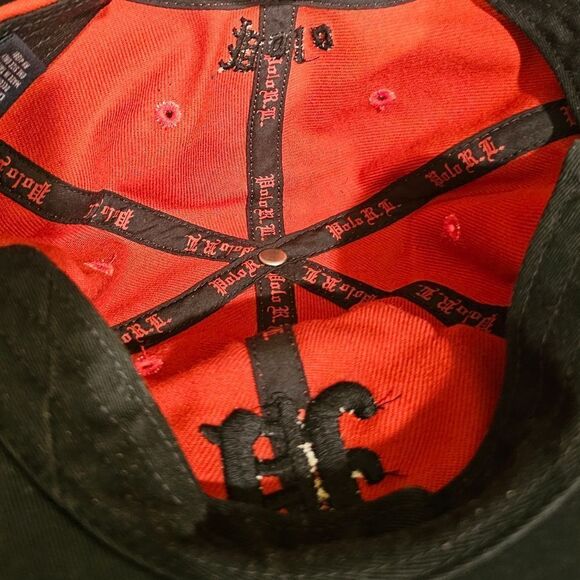POLO RALPH LAUREN Gothic P Red Black Adjustable Wool Blend Hat - Picture 5 of 6